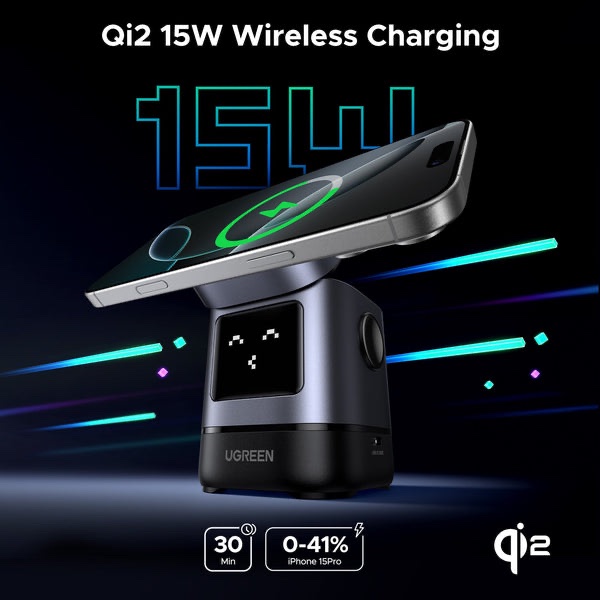 UGREEN 45775  Uno 2-in-1 15W Magnetic Wireless Charger - Image 2