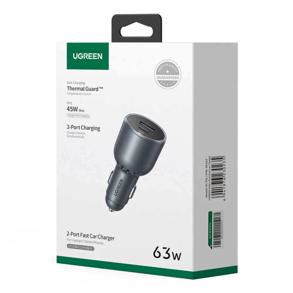 UGREEN 35023 63w USB-C PD + USB-A Fast Car Charger - Image 4