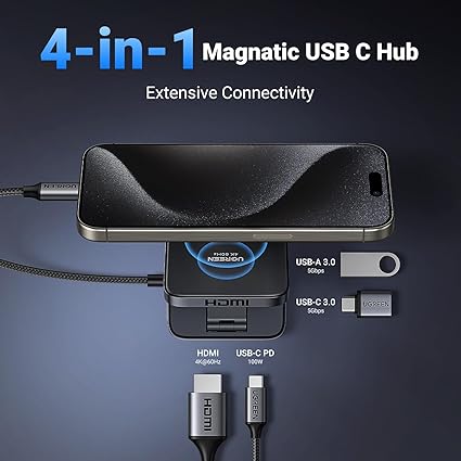 UGREEN 35590 Revodok Magnetic Docking Station with 4K @ 60Hz HDMI USB-C & USB-A 100W PD Fast Charge - Image 2
