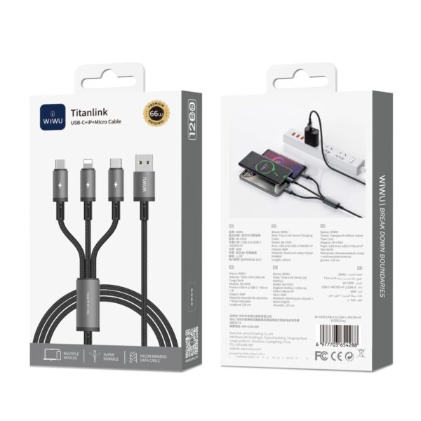 Wiwu WI-C059 Titanlink USB-Type-C-Lightning-Micro Cable 1.2m - Image 2