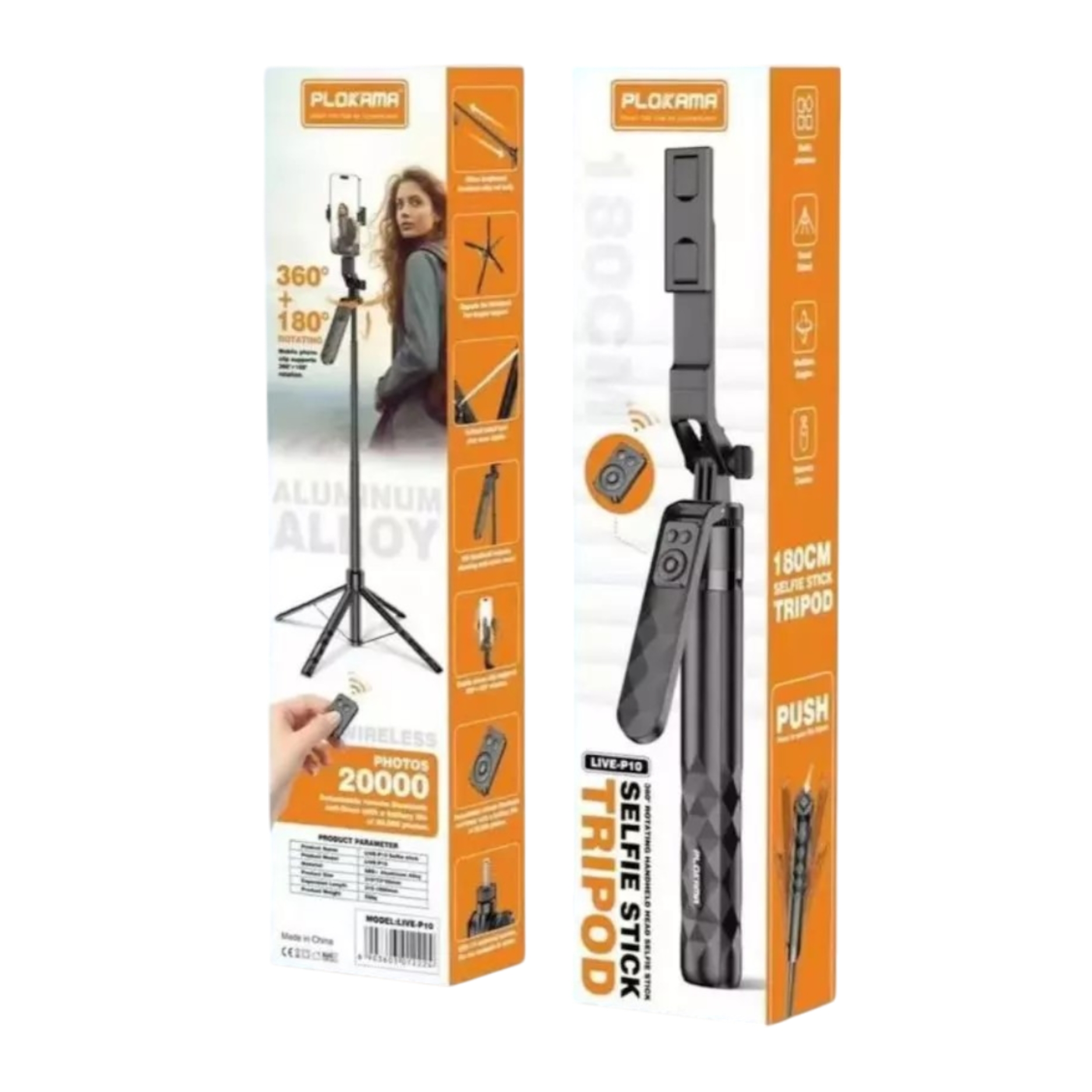 Plokama Live-P10 Pro Selfie Stick Tripod With LED Fill light And Bluetooth Remote - Image 5