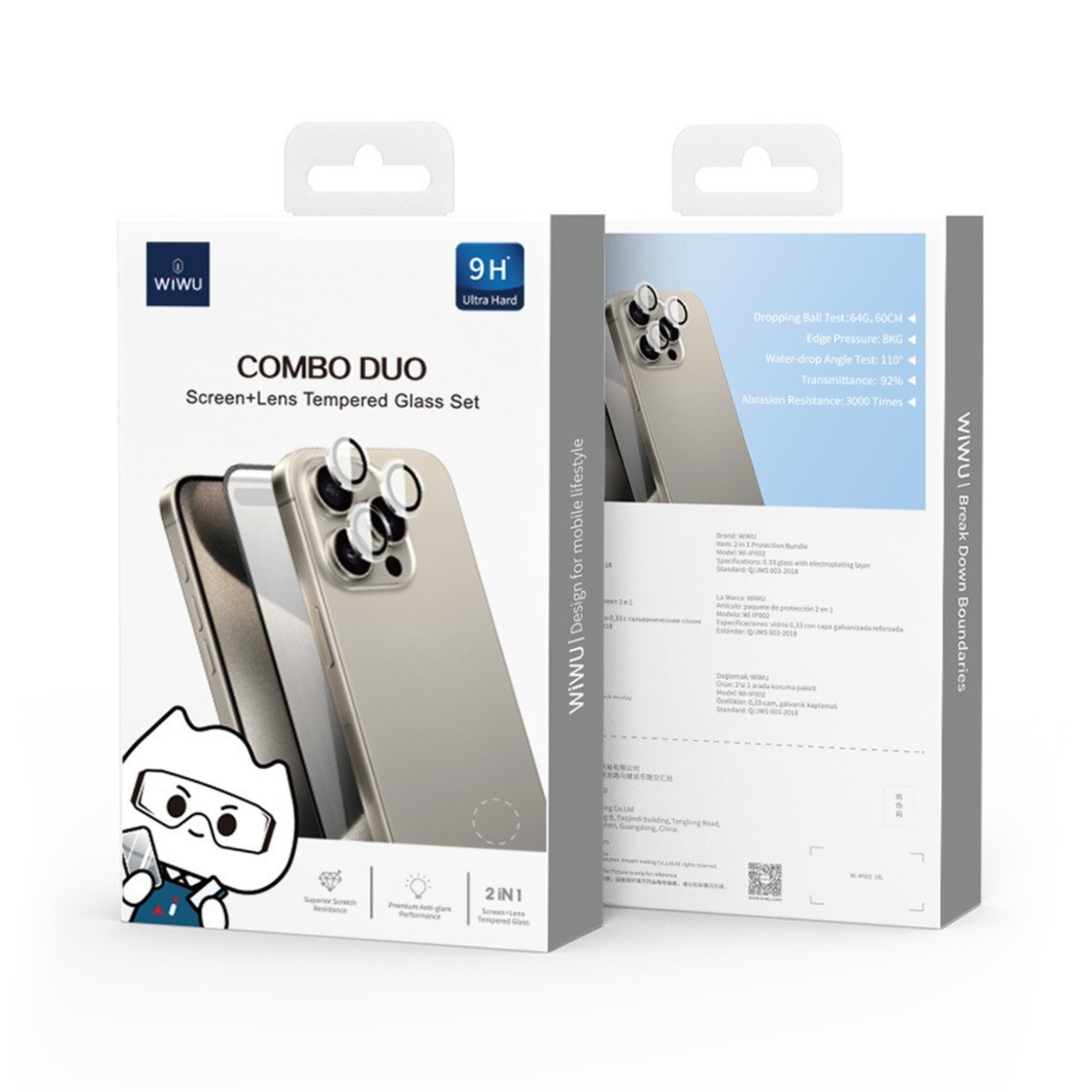 Wiwu Wi-IP002 Combo Duo Screen+Lens Tempered Glass Set For iPhone 15 / 16 Series - Image 2