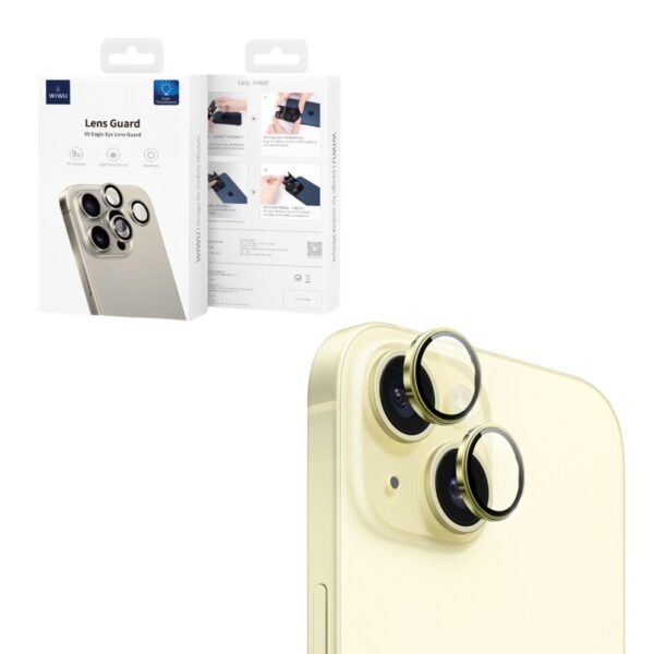 Wiwu LG-005 Lens Guard For iPhone 15/15 Plus Yellow - Image 2