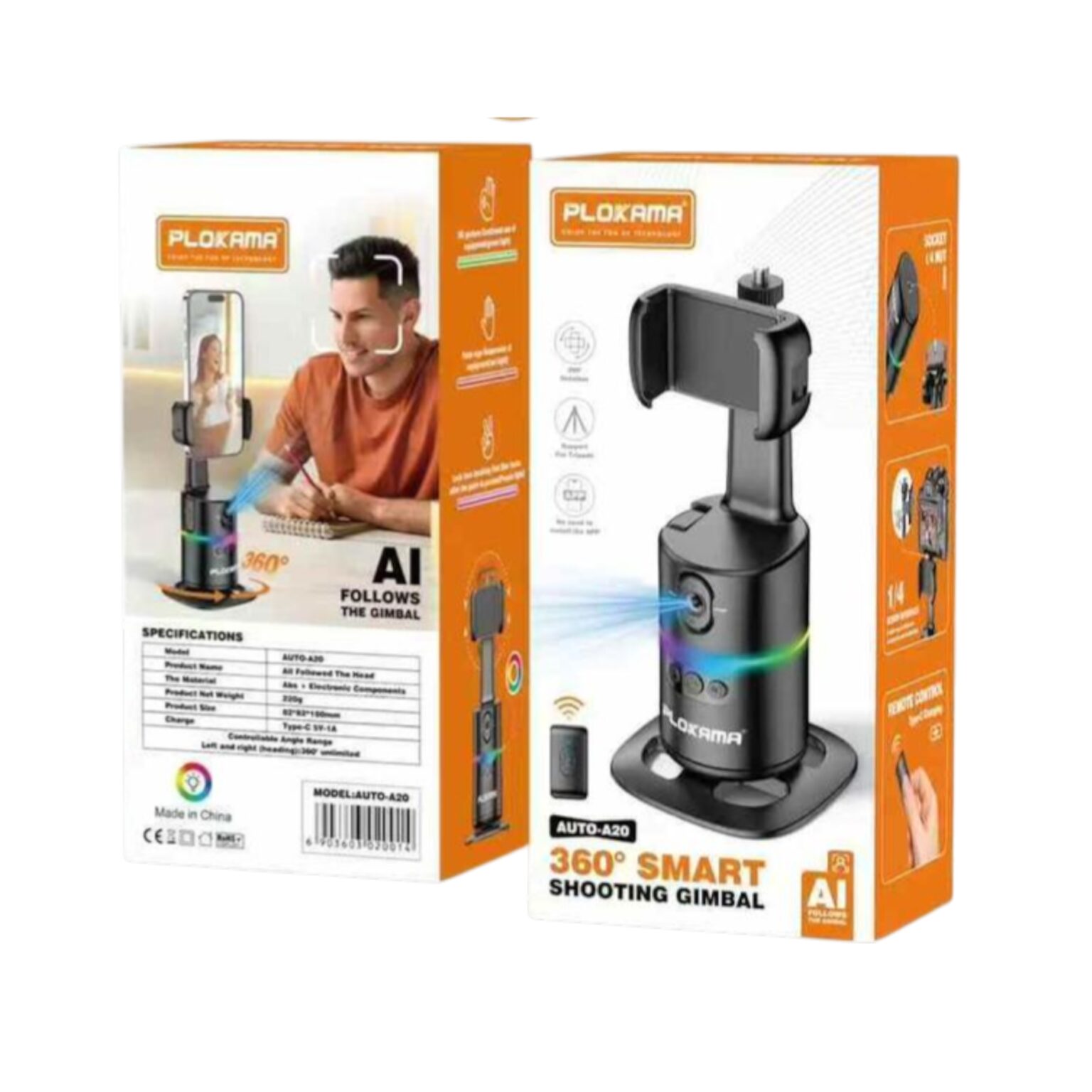 Plokama AUTO-A20 Gimbal Auto Face Tracking 360 Smart Shooting Gimbal - Image 3