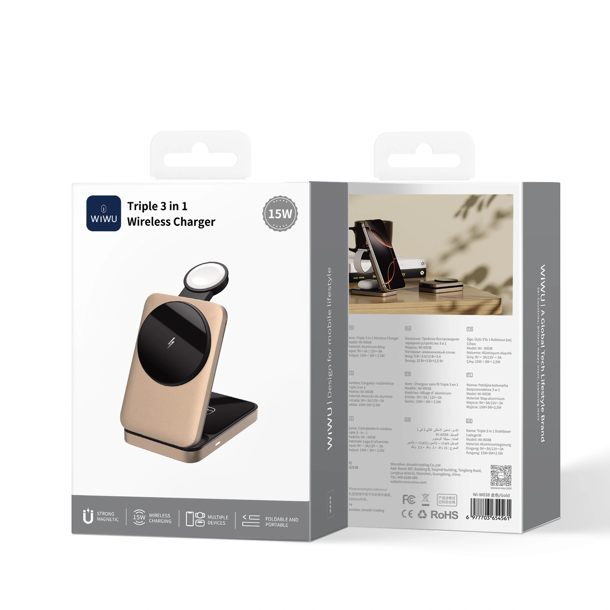 Wiwu WI-W038 15w Triple 3 In 1 Wireless Charger - Image 6