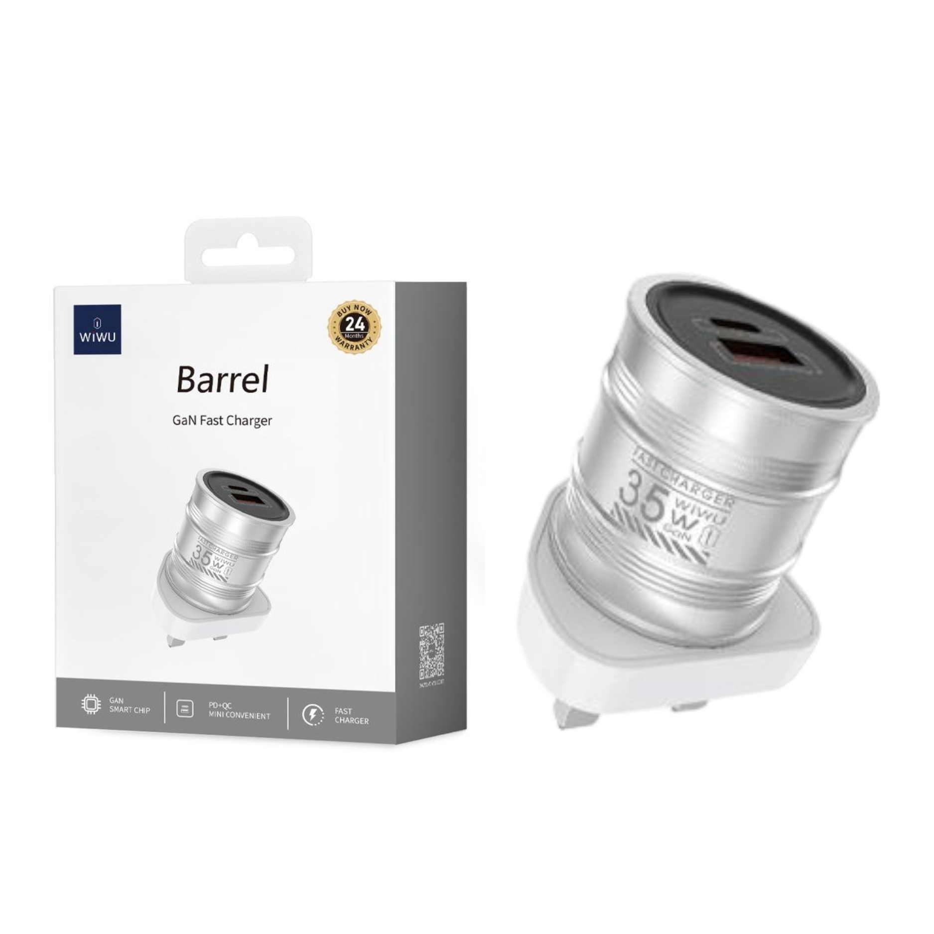 Wiwu Wi-U028 Barrel 35w GAN Fast Charger 3pin - Image 2