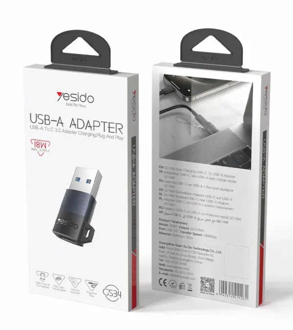YESIDO GS34 USB-C Female to USB-C Female Adapter Data Transfer Fast Charging Converter - Image 2