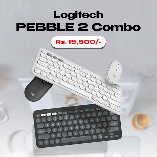 Logitech Pebble 2 Combo – Wireless Keyboard and Mouse – Tonal White