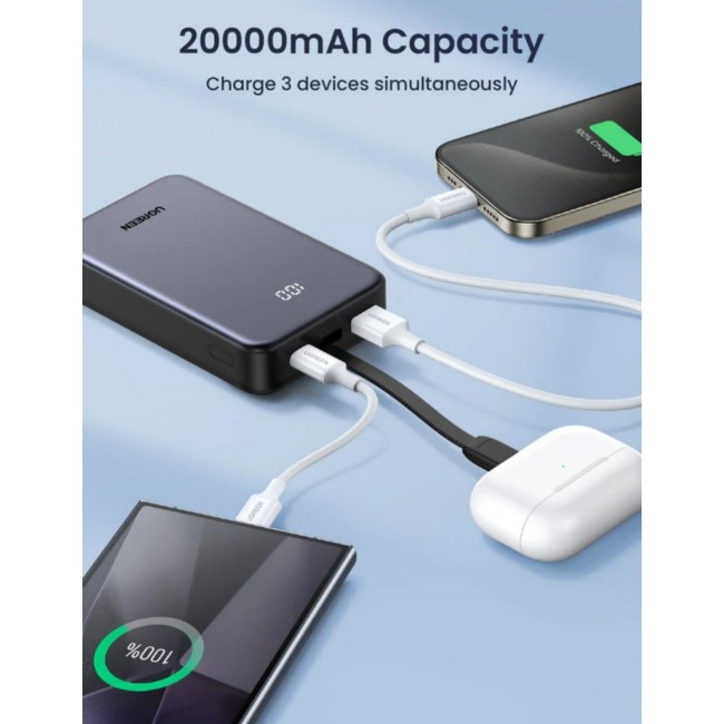 UGREEN 45762 20W 20000mAh Power Bank with Built-In Cable - Image 2