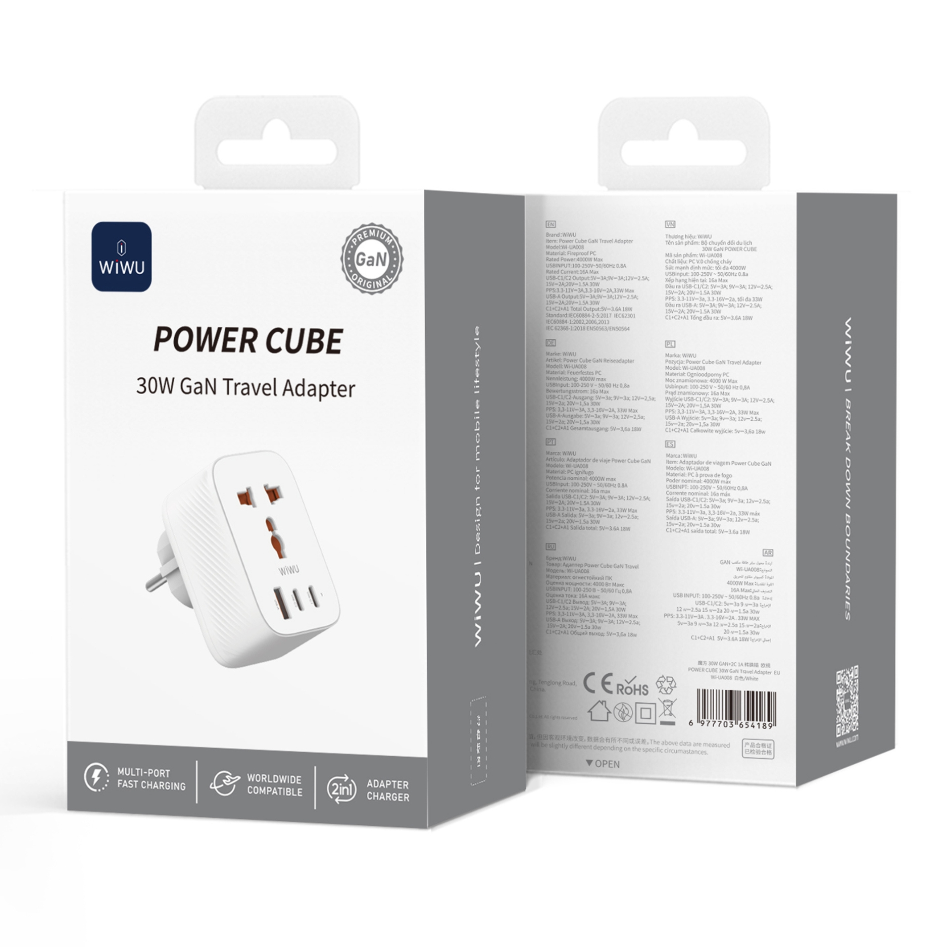 Wiwu WI-UA008 Power Cube 30w GAN Travel Charging Adapter - Image 5