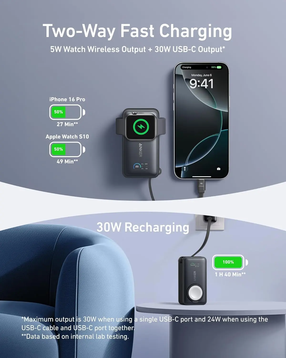 Anker MagGo Power Bank 35W Max PD 10000mAh for Apple Watch A1657 - Image 3