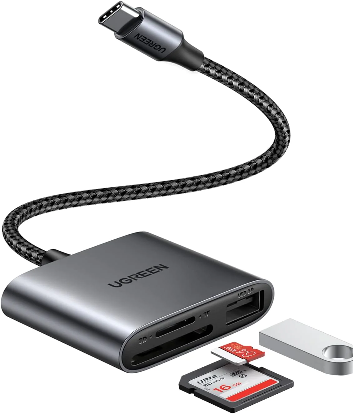 UGREEN 80798 USB-C To SD/TF + USB 2.0 Memory Card Reader - Image 2