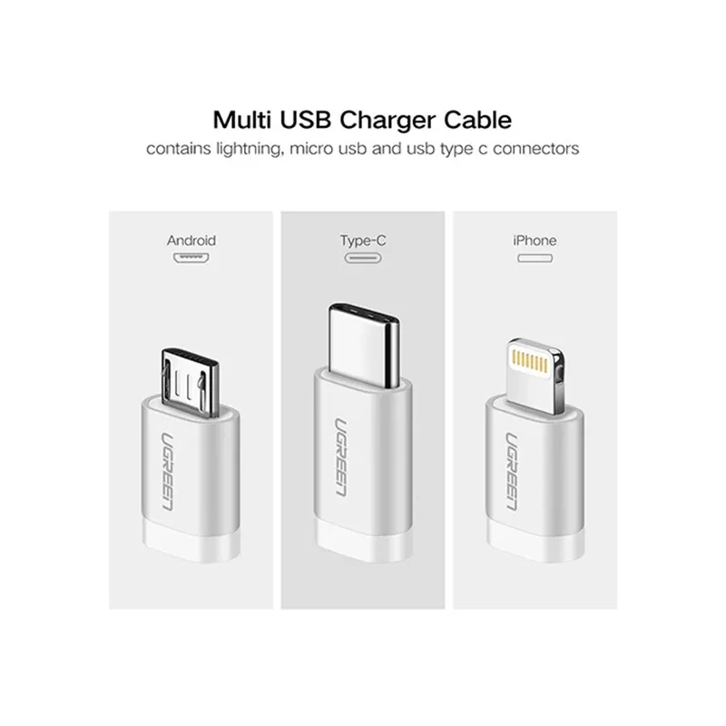 UGREEN 50203 3 in 1 1.5M Universal MFi Certified Braided Cable - Image 2