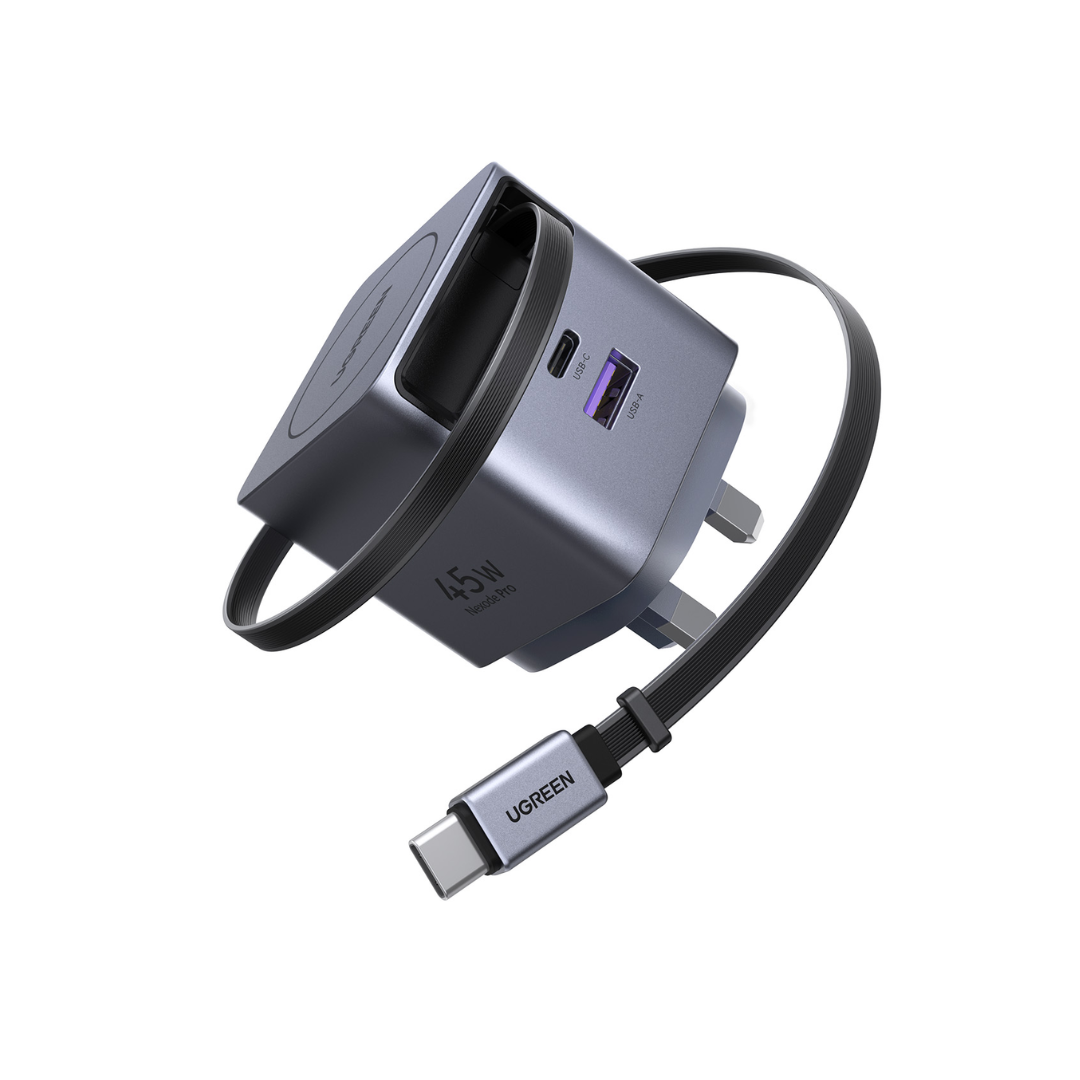 UGREEN 65823 Nexode Pro 45W GaN Charger with Retractable USB-C Cable