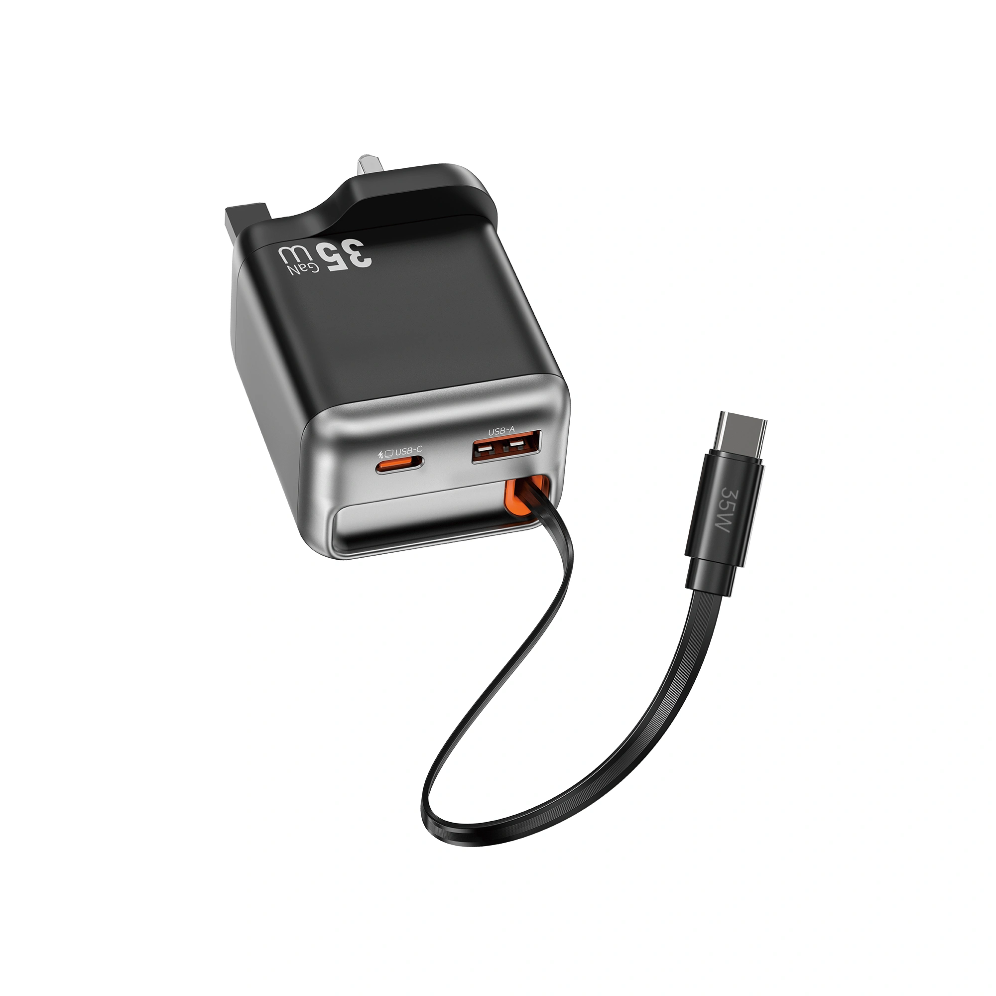 WiWU WI-G029 Helix GaN Faster Charger PD35W with Built in Retractable Cable