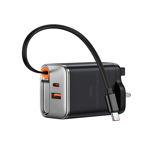 WiWU Wi-G021 45W GaN Charger with Retractable Cable