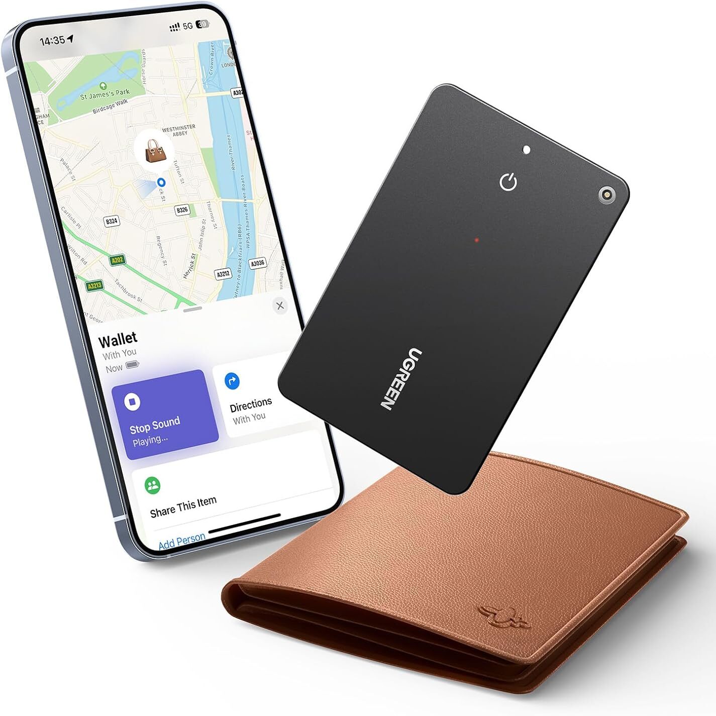 UGREEN FineTrack Slim Wallet Tracker Card (iOS Only) Bluetooth Tracker Card Finder