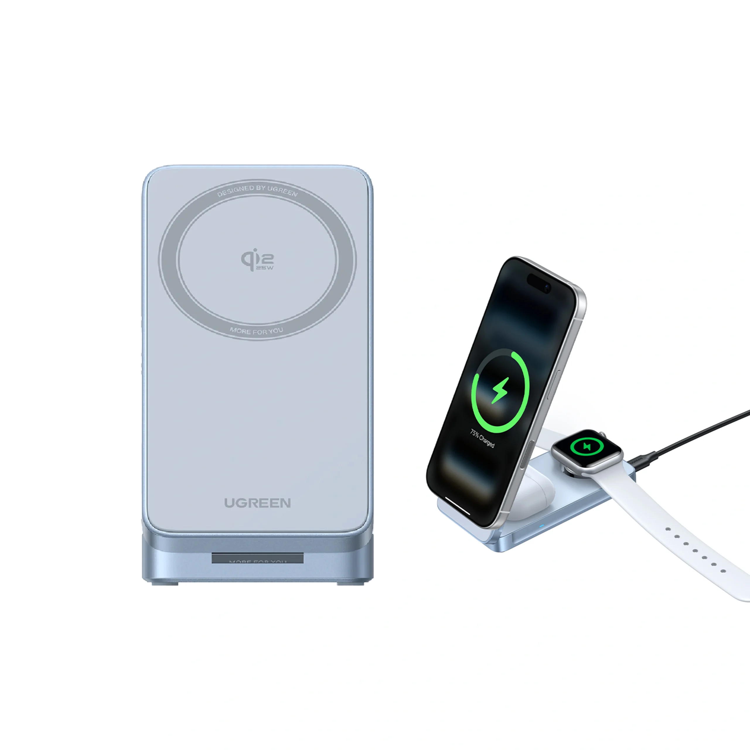 UGREEN 65901 Qi2 25W 3-in-1 Foldable Magflow Wireless Charger