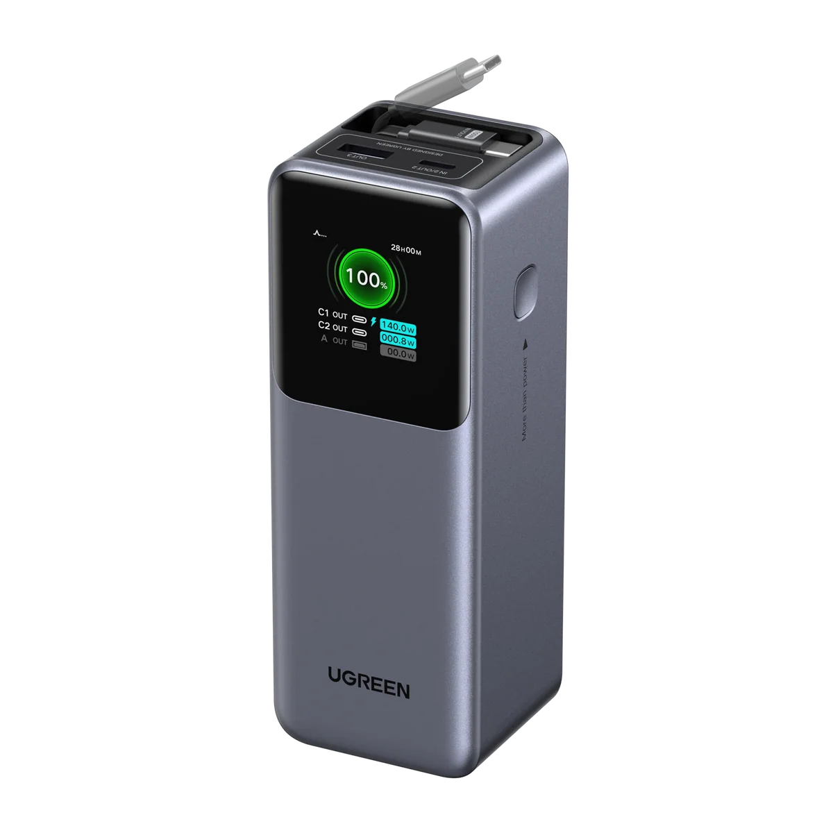 UGREEN 55995B Nexode Power Bank 20000mAh 165W with Retractable USB-C Cable