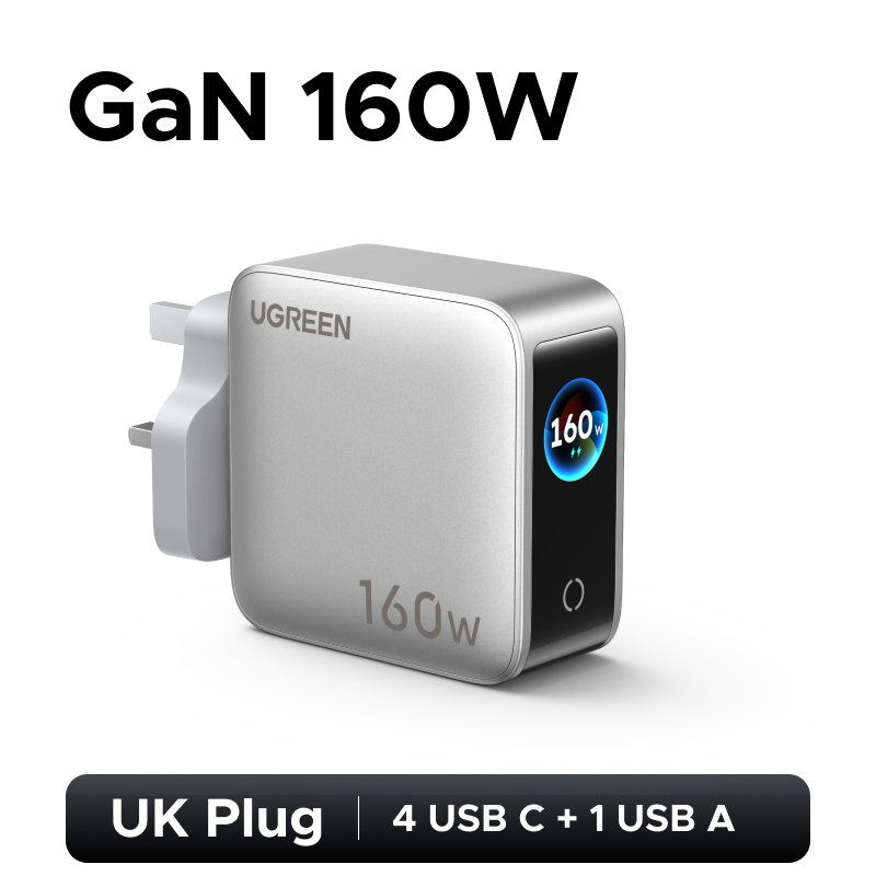 UGREEN 65638B Nexode Pro Charger 160W GaN 5-Port Fast USB C Wall Charger