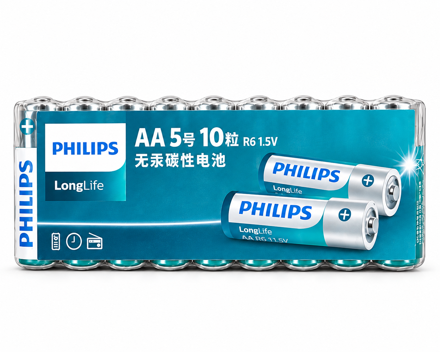 Philips LongLife AA R6 1.5V Batteries 10 Pieces